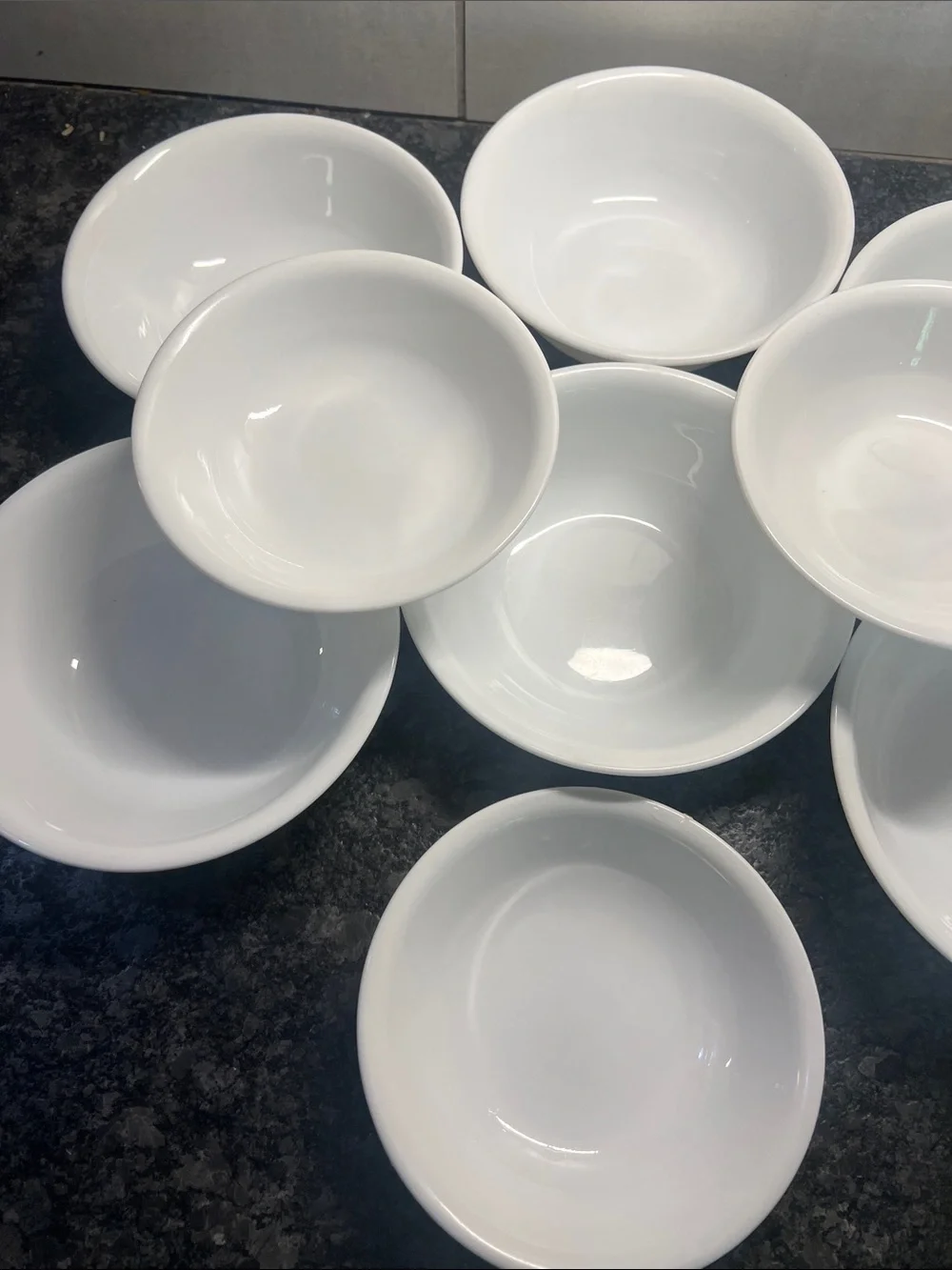 Vintage Corelle Set of 9 White Winter Frost Cereal or Dessert Serving Bowls